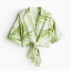 H&M Green Leaf Print Women's Blouse